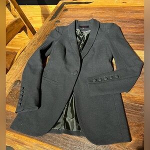 James Jeans Charcoal Gray Houndstooth Long Blazer Jacket Made in USA Equestrian